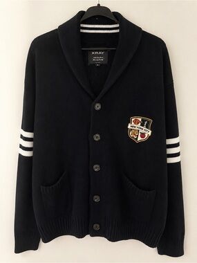 New York City Embroidered Patch Crewneck Sweater - Black size large